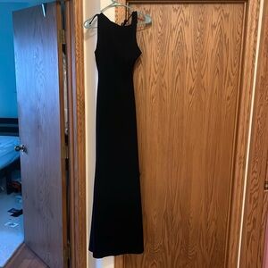 Black maxi dress with no back, and elastic waist